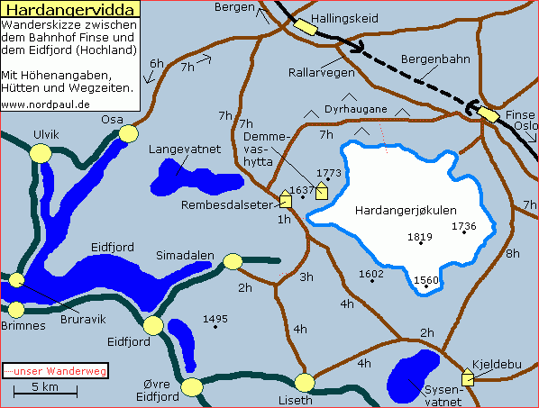 Finse, Hardangergletscher und Eidfjord