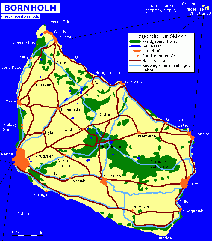 Karte von Bornholm